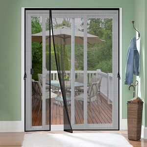 Magnetic Screen Door 72x96 Fiberglass Side Opening Heavy Duty Bug Proof Black